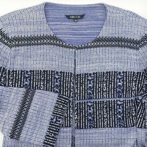 Misook Knit Tribal Pattern Open Jacket Women's Large Purple Careerwear Travel